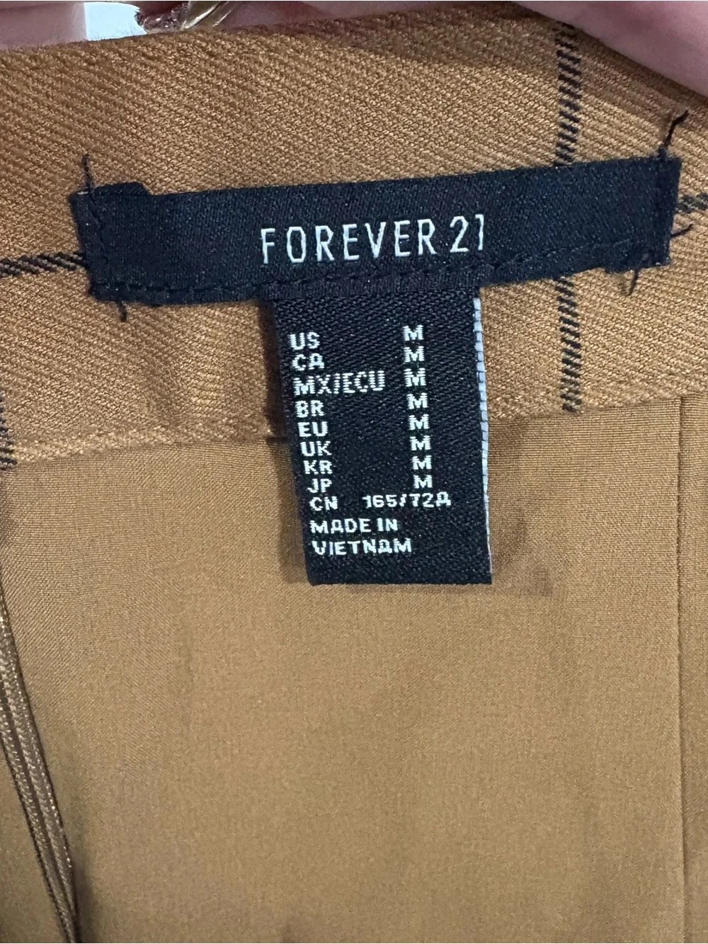 Forever 21 Tan Windowpane Asymmetrical Mini Skirt
